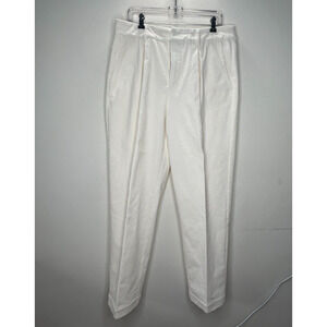 Ganni Cream Pleated Front Crease High Waist Corduroy Zip Trouser Pants 42